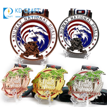 High quality metal zinc alloy 3d enamel gold silver bronze sport medallion large custom wholesale wrestling medal